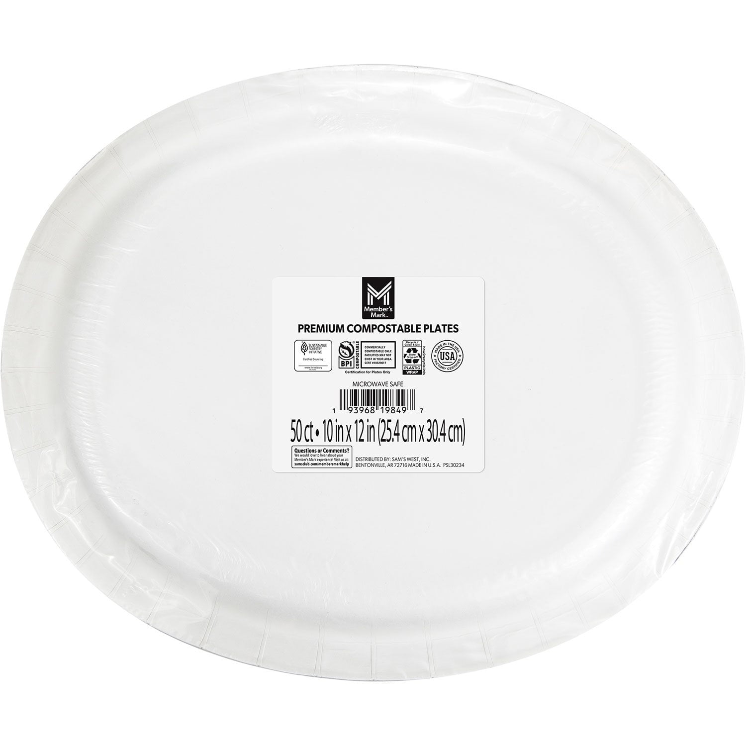 Member's Mark Summer Oval Paper Plates, 10" x 12", 50 ct.