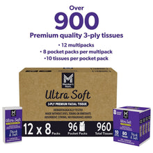Ultra Soft pocket facial tissue multipack showing “Over 900” and box count details