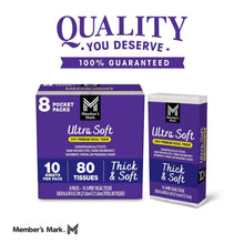 Ultra Soft pocket facial tissue multipack box with 8 pocket packs and “Quality” badge