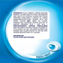 Sugar-free chewing gum label with ingredient panel and “FRESH MINT”