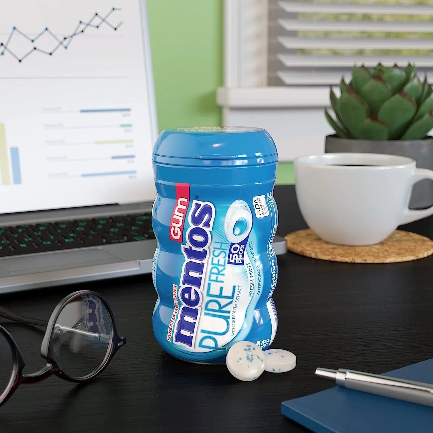 Mentos Pure Fresh Mint, Sugar-Free Chewing Gum, 50 pcs., 4 pk. - USA MEGA SHOP