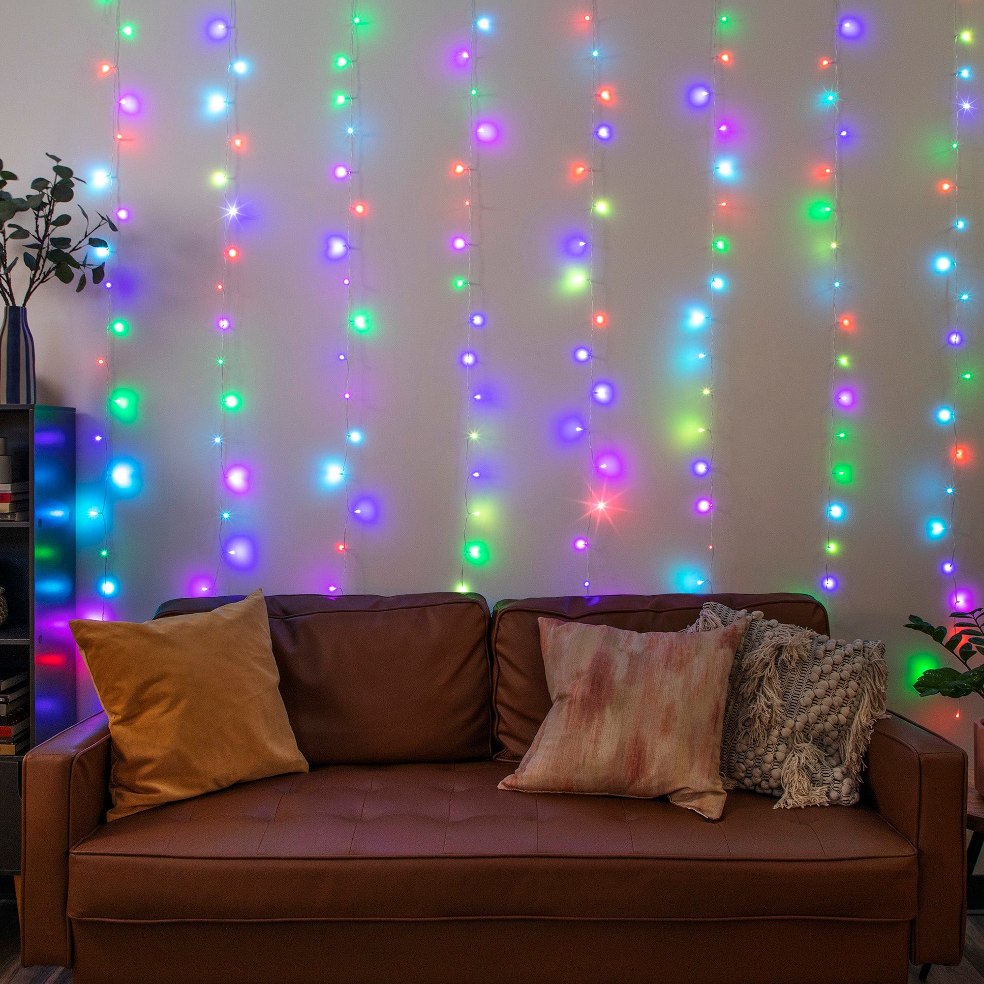 Merkury Innovations 200-Count Multicolor Cascading Curtain String Lights, USB-Powered, 7 ft x 6.2 ft, with Remote, Indoor Use