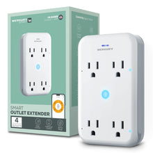 Smart 4-outlet wall extender with four plug slots and indicator light, white