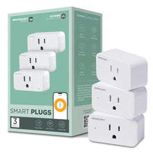 White smart Wi‑Fi outlet plugs, three stacked with MERCURY logo