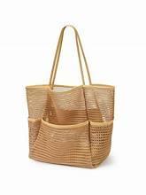 Mesh Beach Tote Bag, Extra Large, Waterproof Inner Pocket, Perfect for Beach, Pool, Travel & Family, Brown