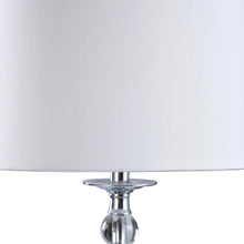 Chrome lamp base with round top and pedestal stem.