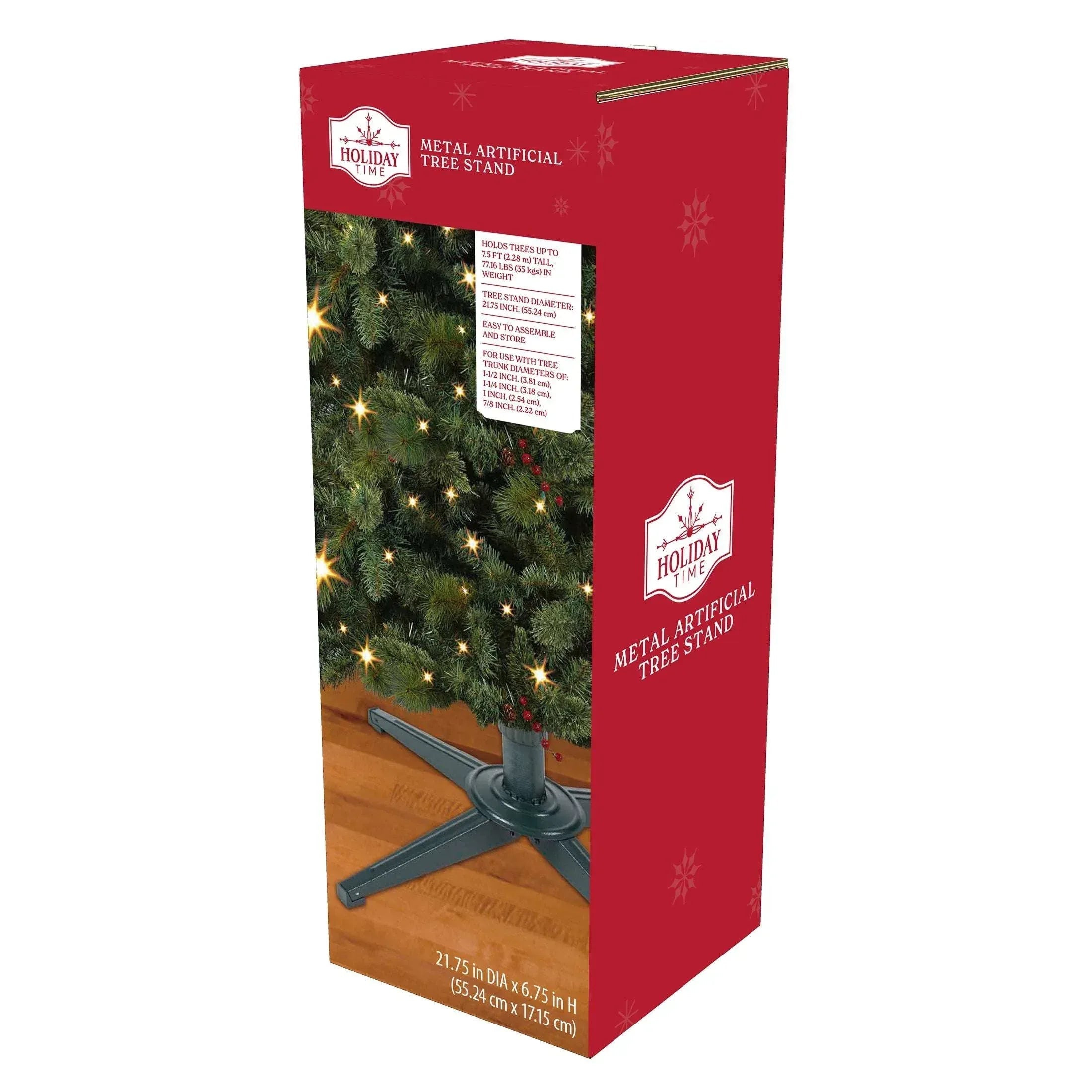 Metal Artificial Christmas Tree Stand up to 7.5 ft Tall and 1.5" in Diameter, Green, by Holiday Time