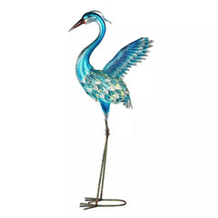 38.6" Metal Heron With Solar Lights