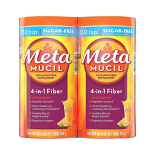 Metamucil 4-in-1 sugar-free fiber supplement powder twin pack, orange tubs