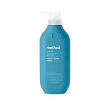 Method Glacier + Granite hand & body lotion bottle, blue, front label visible