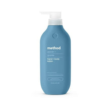 Method hand & body lotion bottle with dispenser, Glacier + Granite, blue container