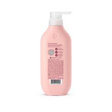 Method body lotion bottle, back label view, pink “Pure Peace” scent