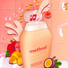 Method island mist body wash bottle with hibiscus, mango nectar, passion fruit label