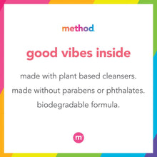 Body wash packaging panel stating plant-based cleansers and no parabens