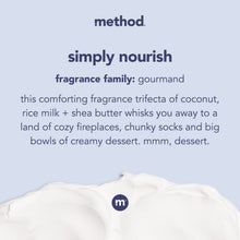 Method simply nourish fragrance text card: coconut, rice milk and shea butter