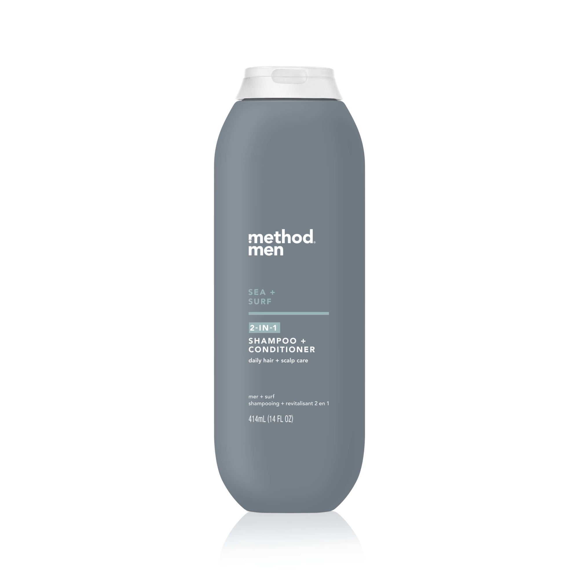 Method Men 2-in-1 Shampoo and Conditioner, Sea + Surf - Cleans and Conditions with Argan and Jojoba Oil - Made without Parabens - 14 oz