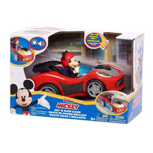 Mickey Mouse toy car in retail box, red convertible with Mickey figure inside