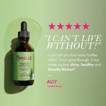 Rosemary mint scalp and hair strengthening oil bottle with rating graphic