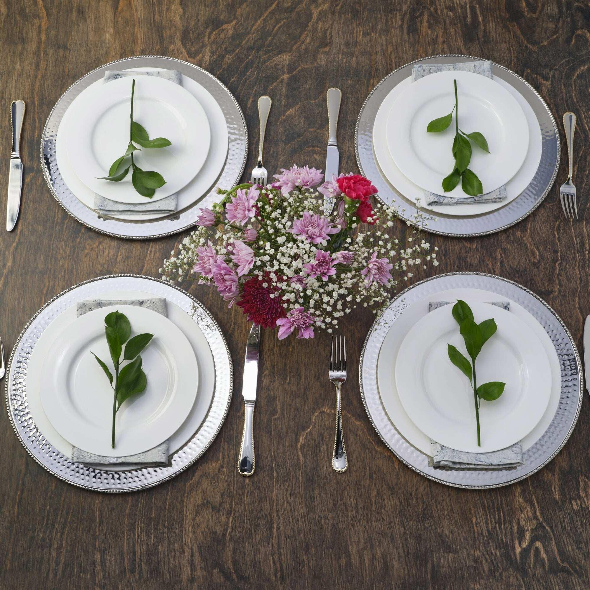 Mikasa Holiday Stainless Steel Charger Plates, Set of 4 - USA MEGA SHOP
