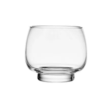 Clear glass punch bowl with short flared rim and rounded body