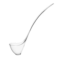 Glass ladle for serving punch with long curved handle