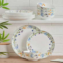 Bone china dinnerware set: floral plates and matching bowls