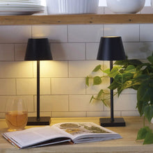 Black Mikasa rechargeable LED table lamps, touch-control bases and shades (set of 2)