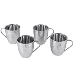 Mikasa Set of 4 Double-wall Hammered Stainless Steel Mugs - USA MEGA SHOP