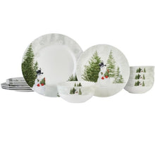 Mikasa Snowman 12-piece dinnerware set with matching plates and bowls