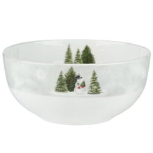Mikasa Snowman bowl with a small snowman and evergreen tree design