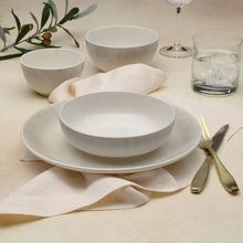 Gray ombre dinner plate and bowls set with matte white interiors