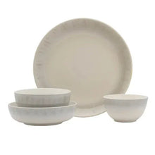 Gray ombre dinner plate with matching bowls, white interiors, smooth matte ceramic