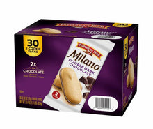 Milano double dark chocolate cookie 30-pack, purple box with two-cookie sleeves