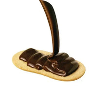 Cookie with dark chocolate coating and swirled chocolate on top