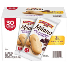Milano double dark chocolate cookie packs box, 30 count, 2-cookie packs
