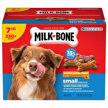 Milk-Bone dog biscuit box, small size, 7 lb, peanut butter flavor with dog photo