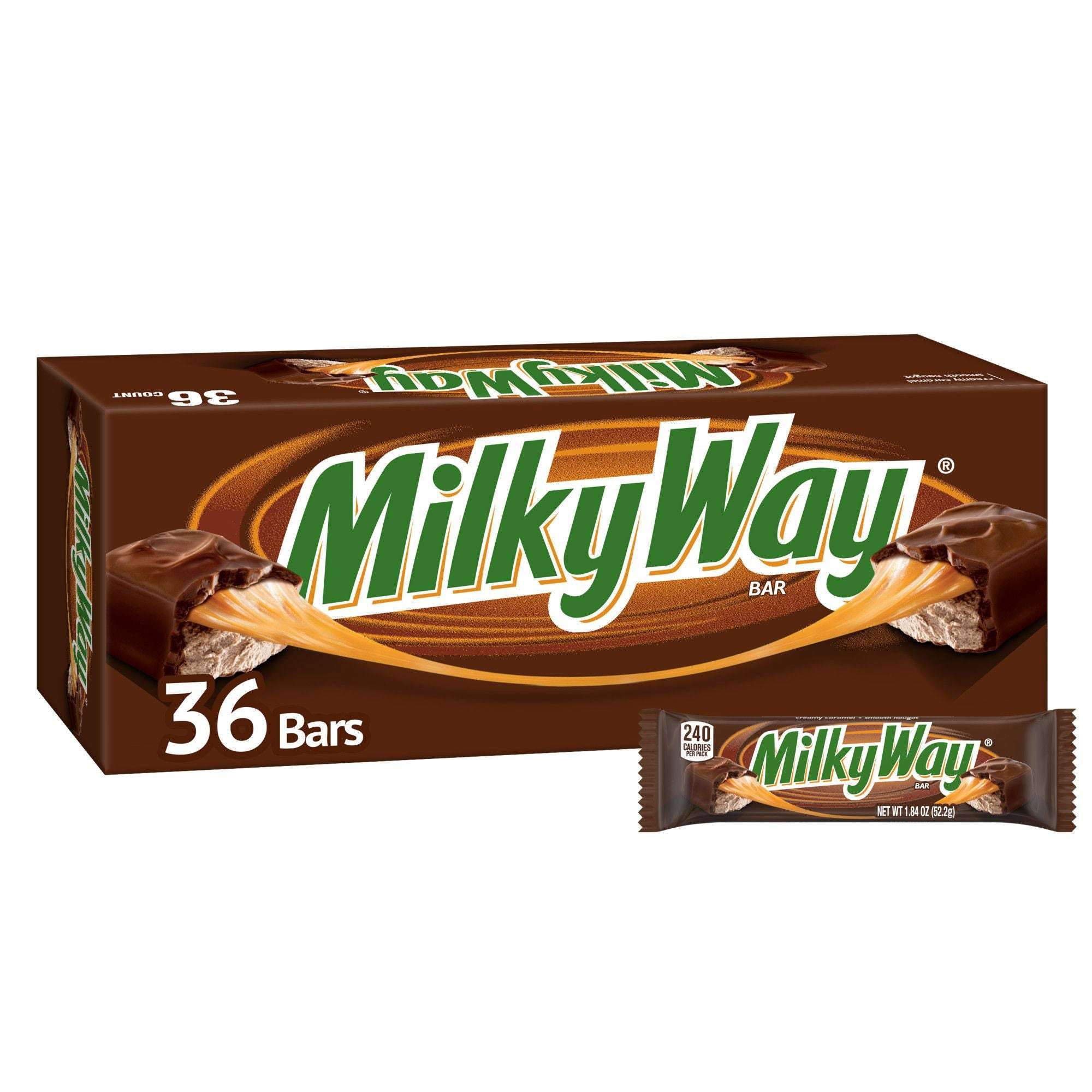 Milky Way Full Size Chocolate Candy, Caramel, 1.84 oz, 36-count