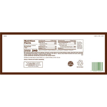 Chocolate candy bar package back with nutrition facts and recycling icons
