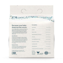 Back of baby wipes pack with ingredients panel and care directions text