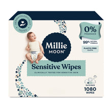 Sensitive baby wipes carton, 1080-count, fragrance-free plastic-free cloth