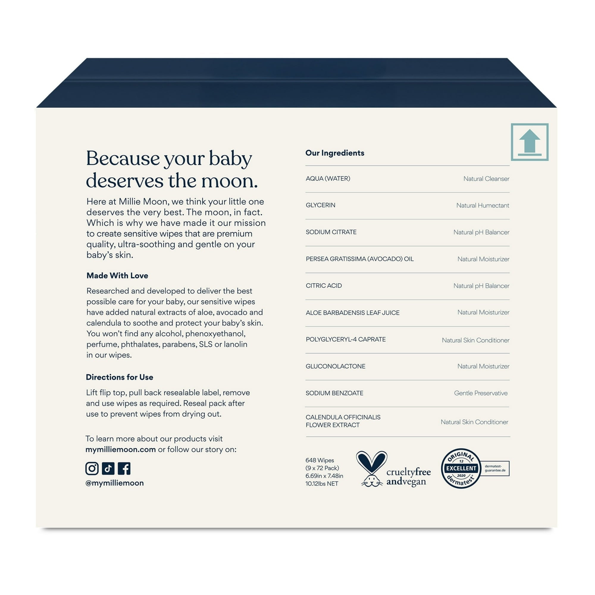 Millie Moon Sensitive Wipes, 648 Count