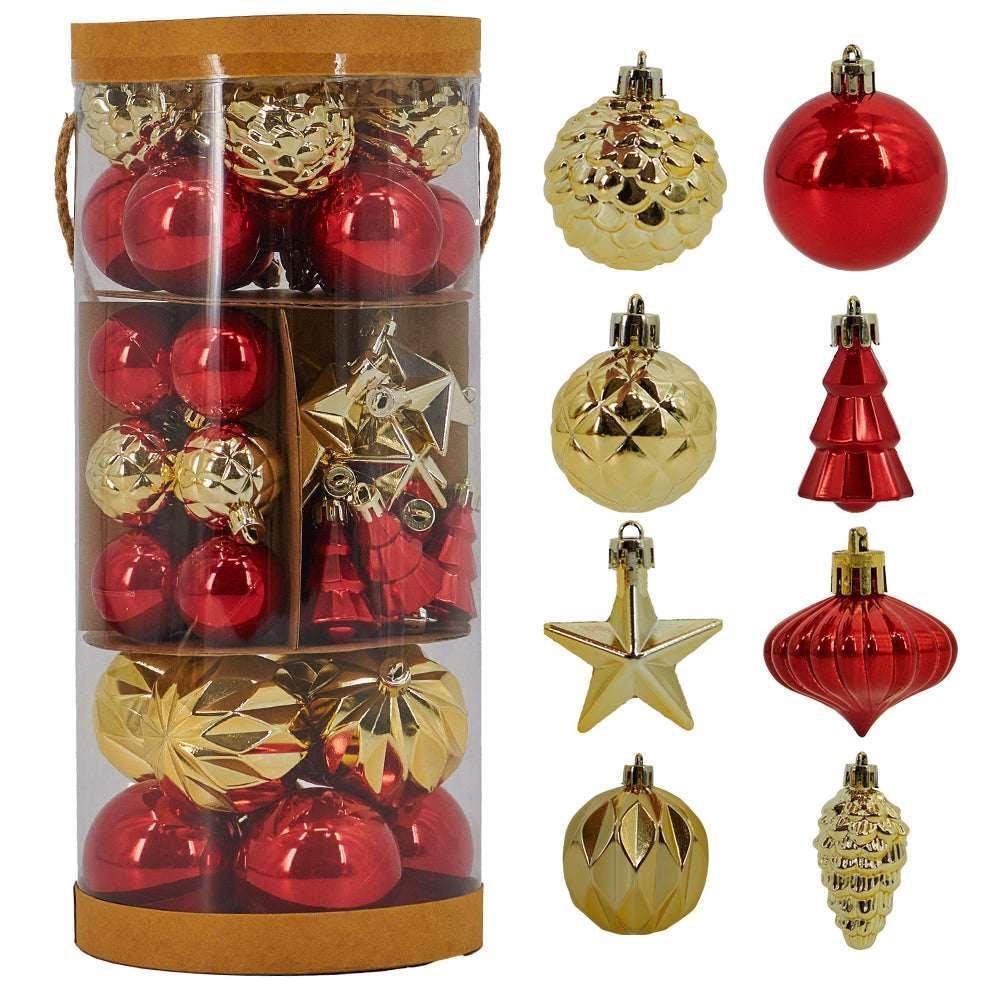 Miluhome Gold Red Christmas Ornaments Shatterproof Glitter Luxury Christmas Balls Gift Hanging Assorted Xmas Trees Decorations