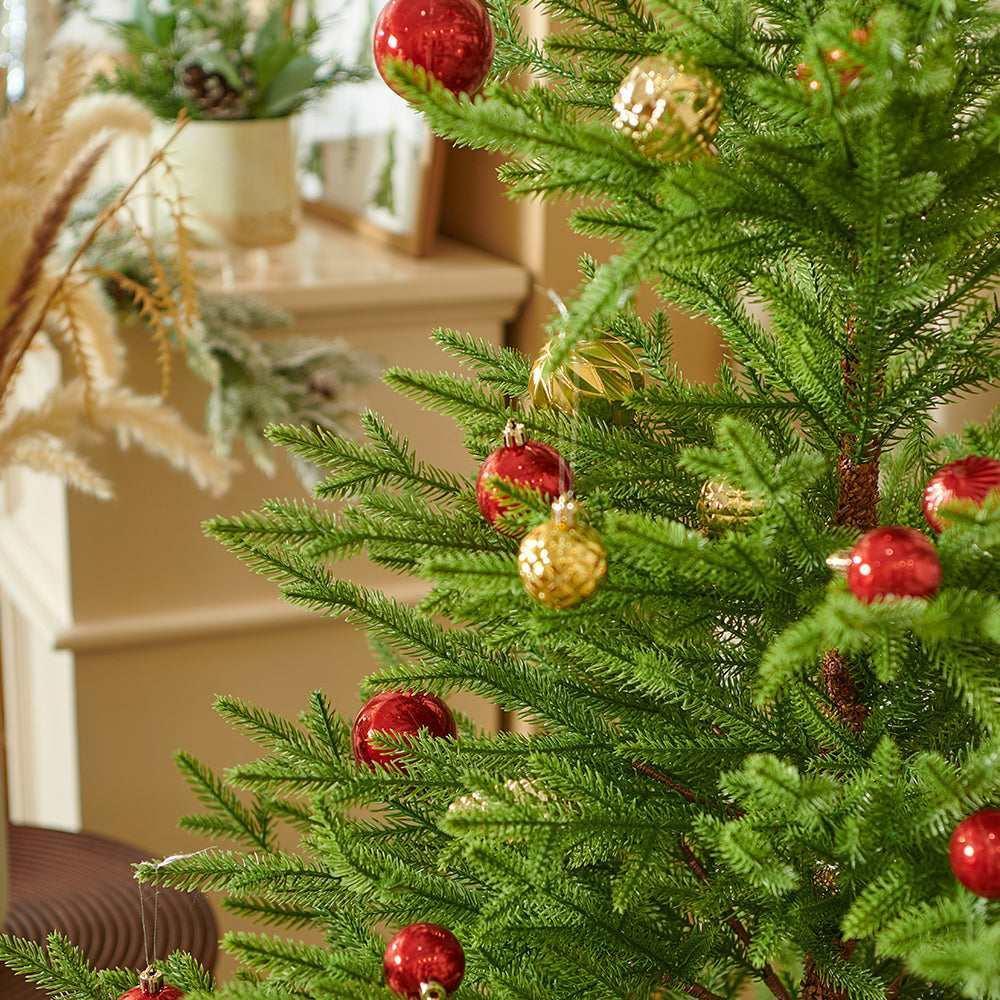 Miluhome Gold Red Christmas Ornaments Shatterproof Glitter Luxury Christmas Balls Gift Hanging Assorted Xmas Trees Decorations