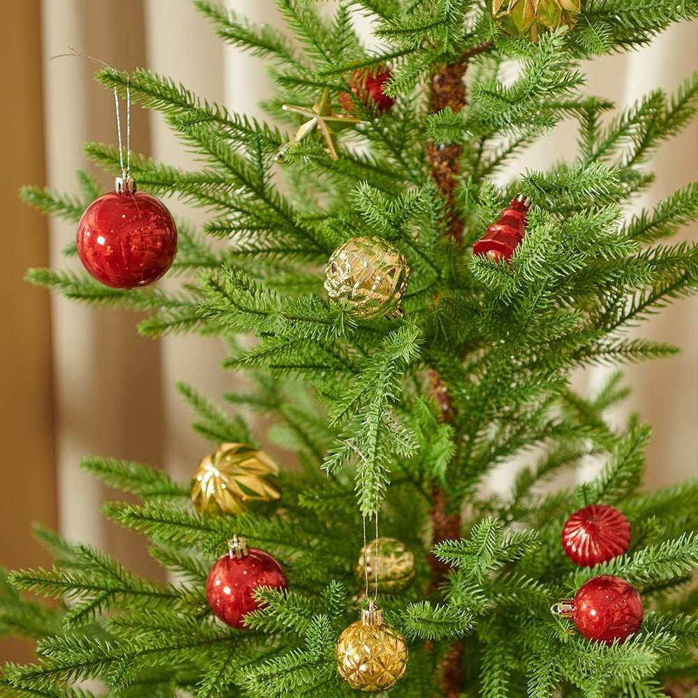 Miluhome Gold Red Christmas Ornaments Shatterproof Glitter Luxury Christmas Balls Gift Hanging Assorted Xmas Trees Decorations - USA MEGA SHOP