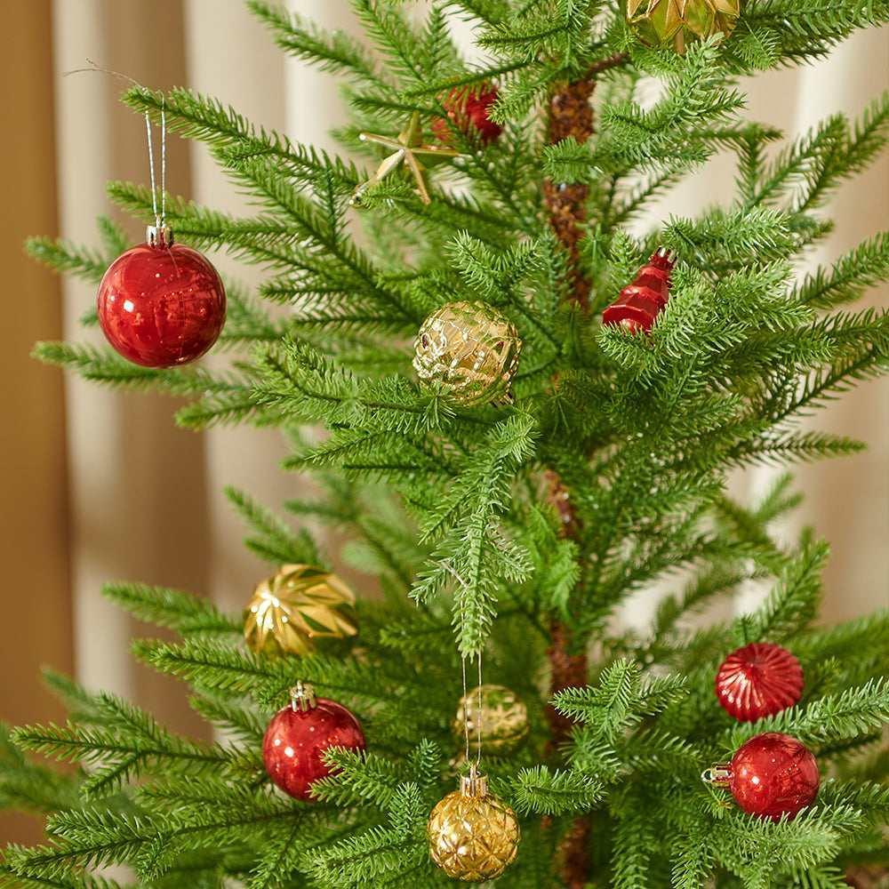 Miluhome Gold Red Christmas Ornaments Shatterproof Glitter Luxury Christmas Balls Gift Hanging Assorted Xmas Trees Decorations