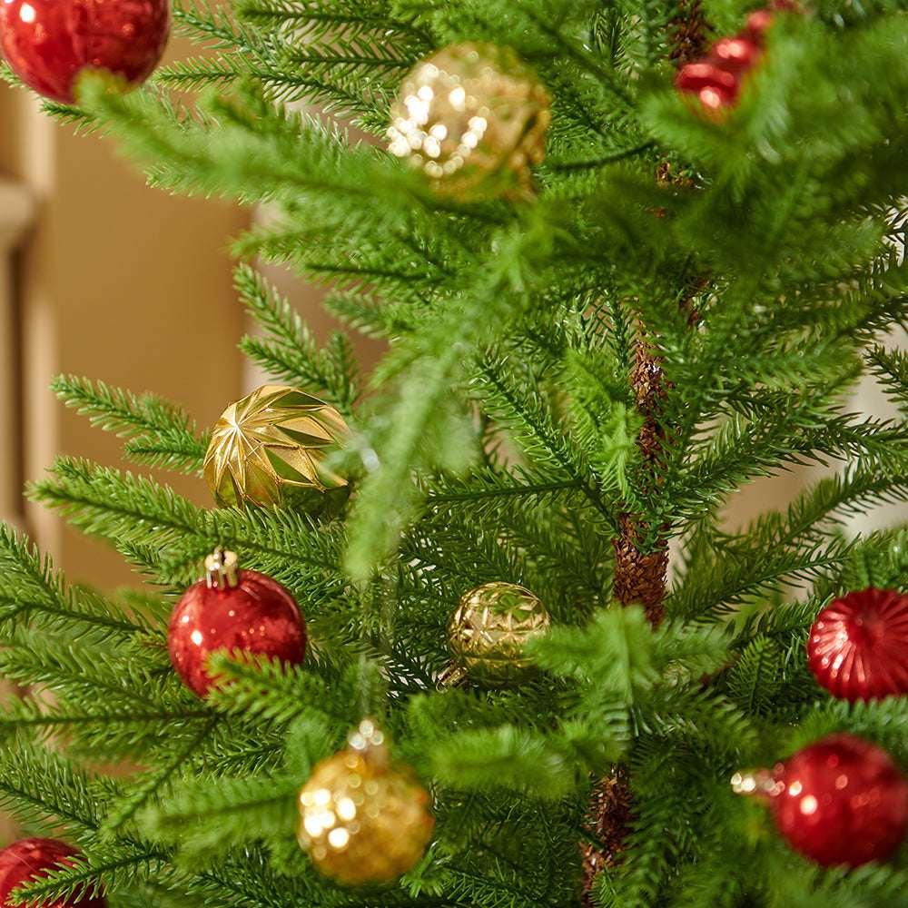 Miluhome Gold Red Christmas Ornaments Shatterproof Glitter Luxury Christmas Balls Gift Hanging Assorted Xmas Trees Decorations - USA MEGA SHOP