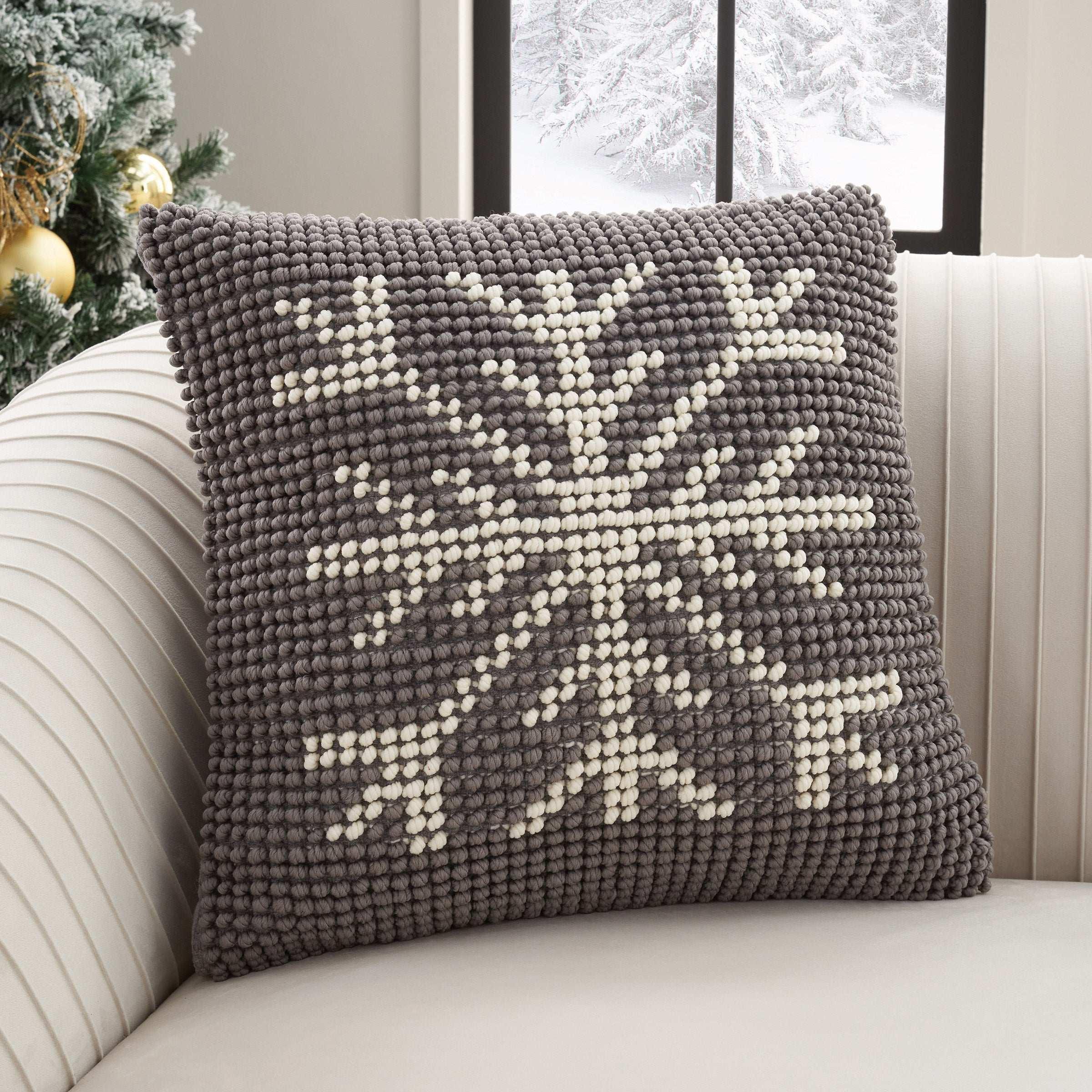 Mina Victory Loop Holiday Pillow, 22” x 22"