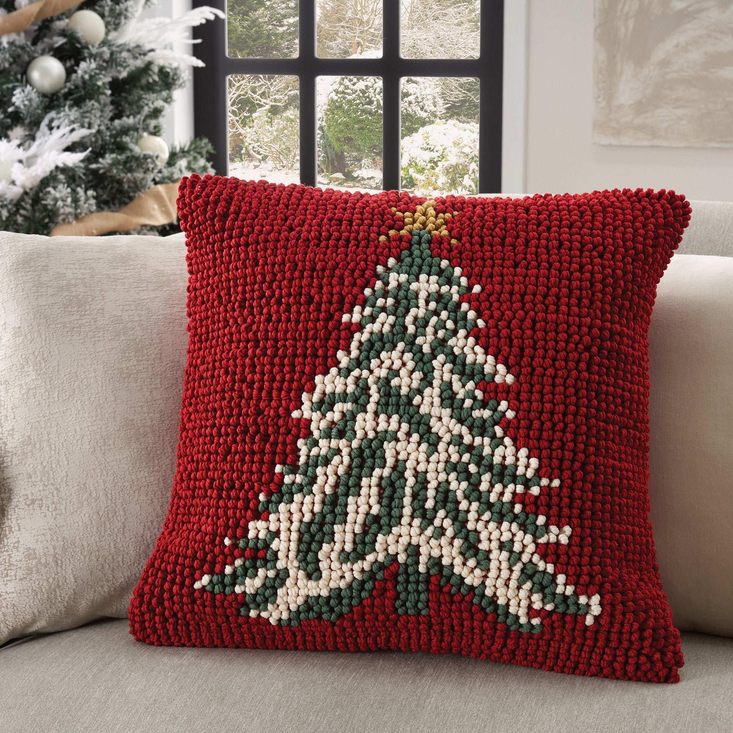 Mina Victory Loop Holiday Pillow, 22‚Äù x 22" - USA MEGA SHOP