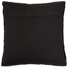 Black crocheted square pillow back with smooth plain surface