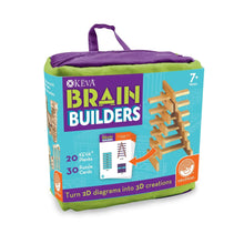 KEVA Brain Builders kit box with purple carry handle and wooden plank 3D model